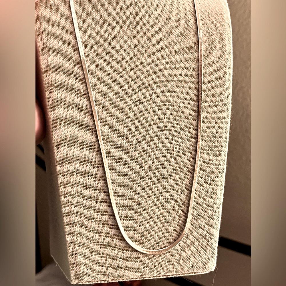 Classic Silver Herringbone Necklace - Women's Jewelry